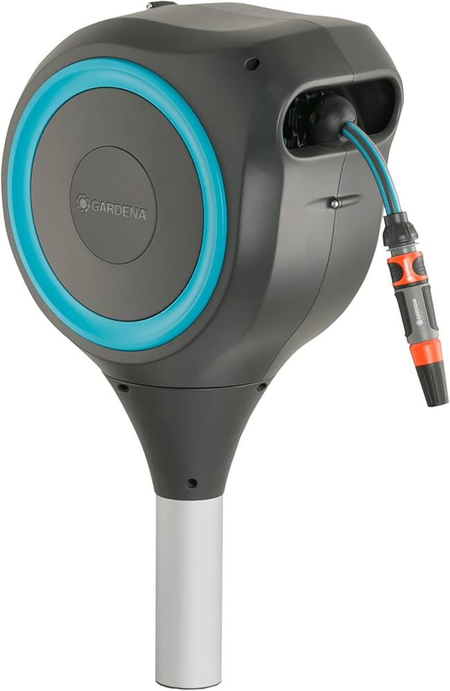 GARDENA Automatic Retractable Garden Hose Reel - 50 Feet - 360 Degree Swivel Outdoor Hose Reel wi... | Amazon (US)