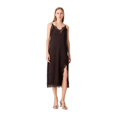 maje Midi slip dress in Dark Brown at Nordstrom, Size 36 | Nordstrom