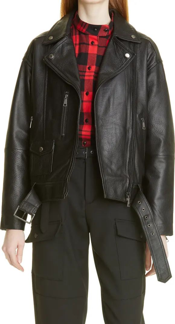 Tiano Oversize Leather Biker Jacket | Nordstrom