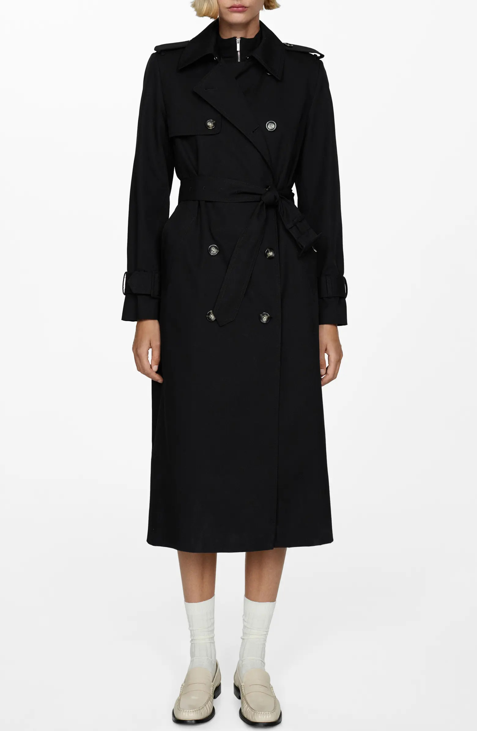 MANGO Double Breasted Cotton Trench Coat | Nordstrom | Nordstrom
