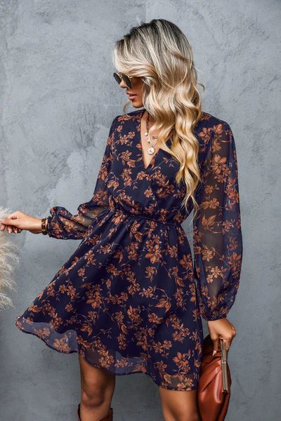Javiera Floral Peasant Sleeve Dress | Cupshe US