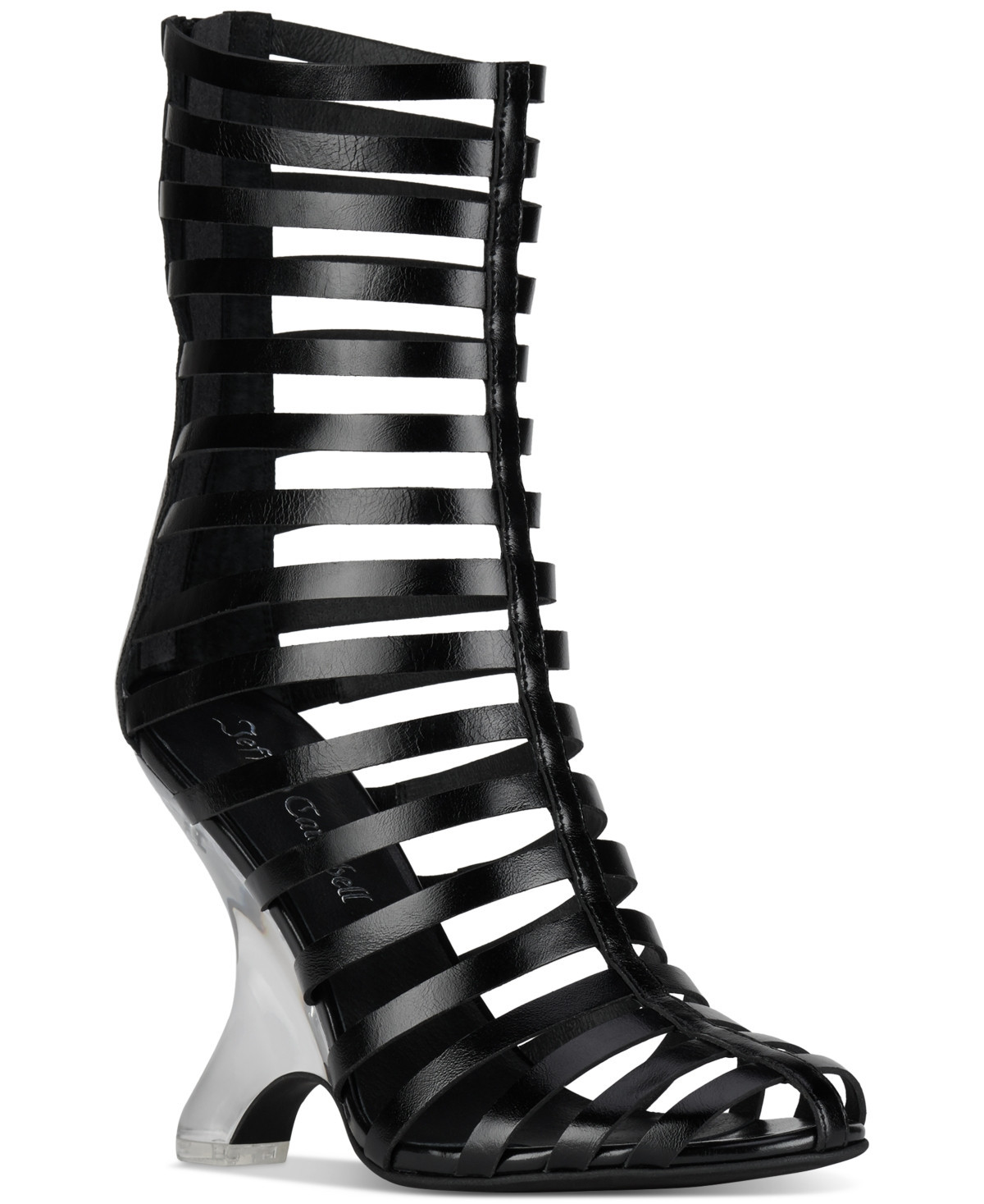 Jeffrey Campbell Santigold Sculpted Strappy High-Heel Dress Sandals - Black Shiny/Clear | Macy's