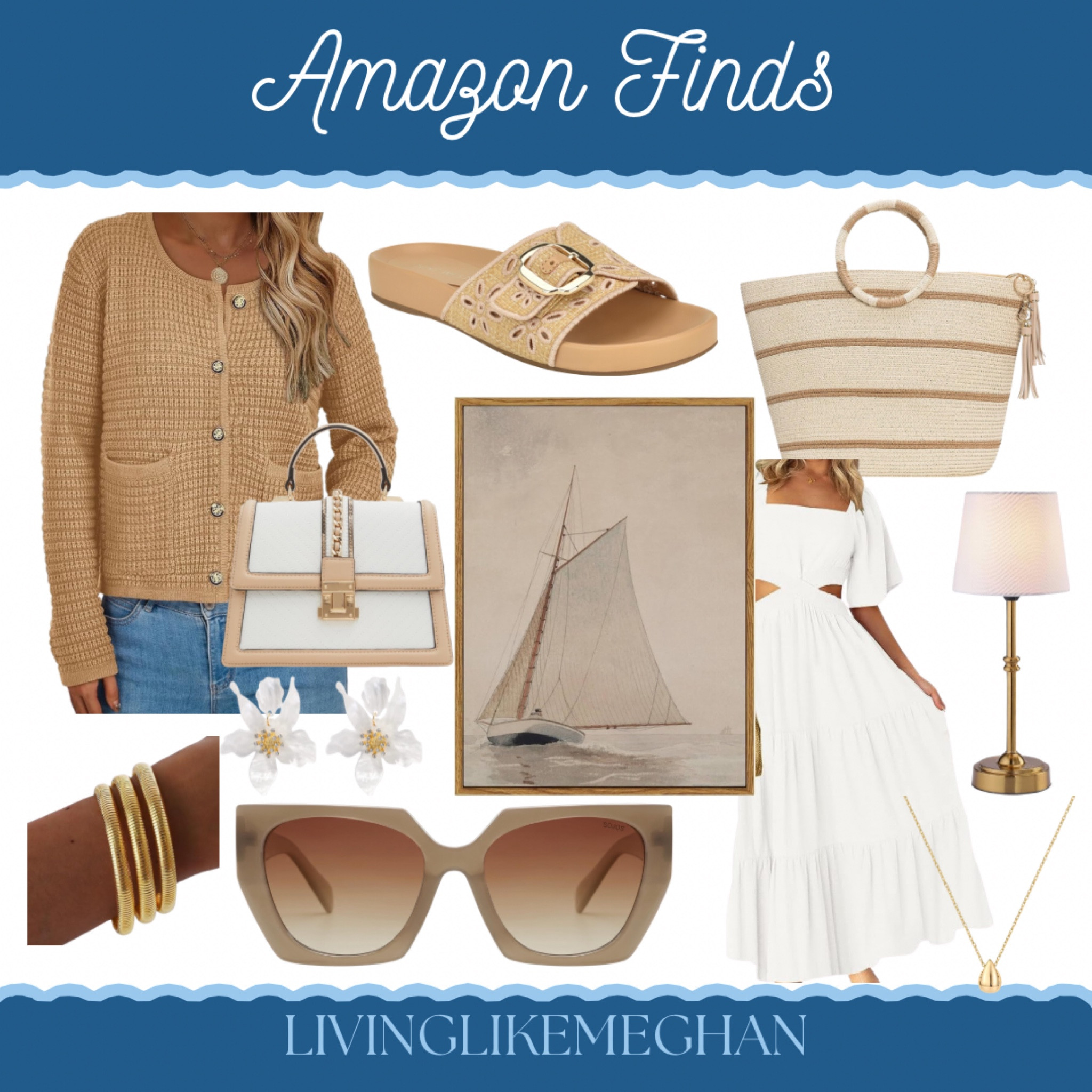 Amazon finds - neutrals 





Tan, gold and white, tan and white, straw bag, sunglasses, cardigan, summer style, wall art, sailing, boat set, slides, eyelet sandals, bangles, white dress, cordless lamp, chic, handbag, purse, gold jewelry 

#LTKHome #LTKFindsUnder100 #LTKSaleAlert