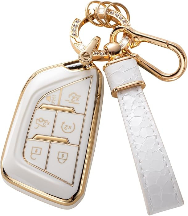 for Cadillac Key Fob Cover with Cadillac Keychain, Car Key Fob Case Compatible with Cadillac 2020... | Amazon (US)