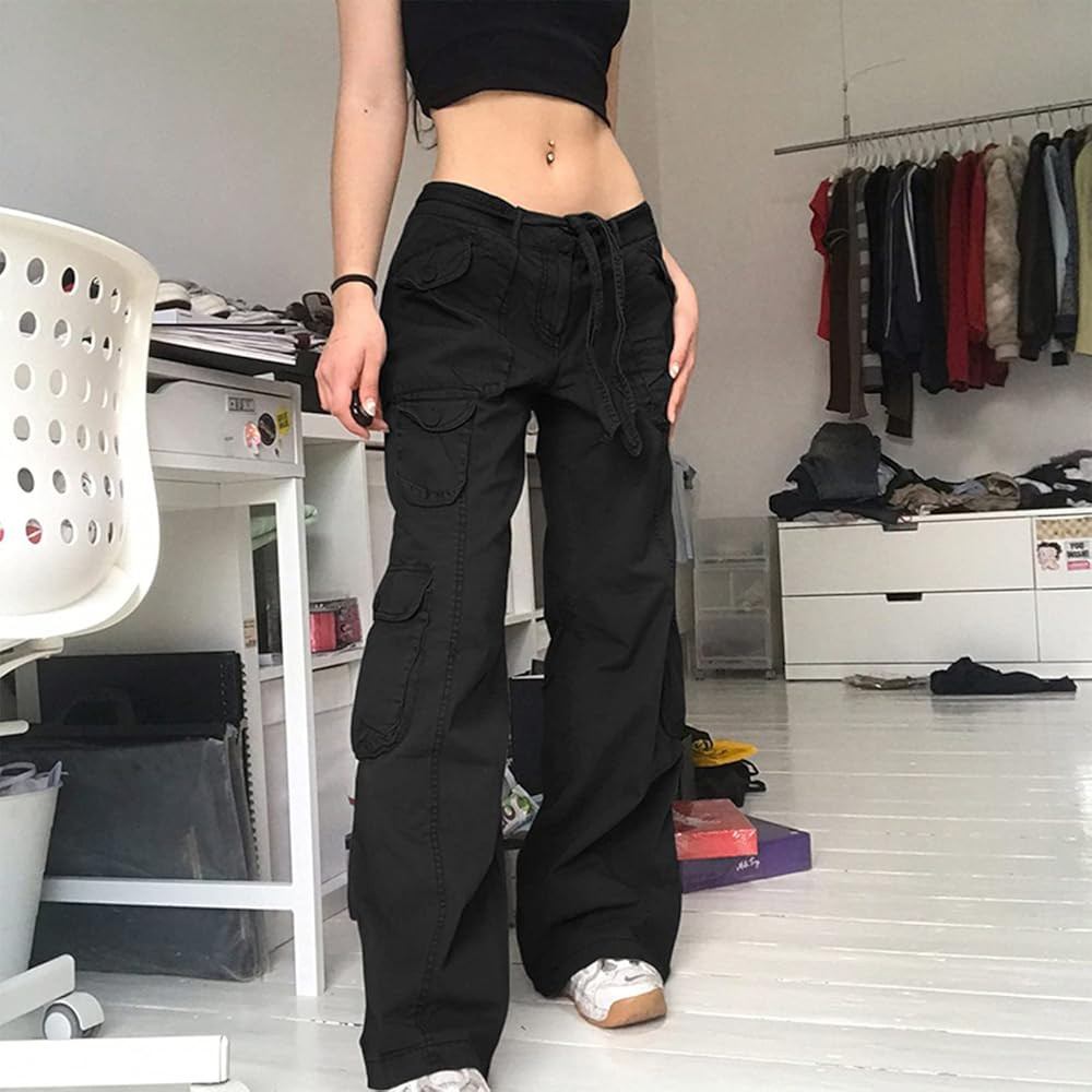 Women High Waisted Baggy Jeans Vintage Wide Straight Leg Boyfriend Denim Cargo Pants with Pockets Gr | Amazon (US)