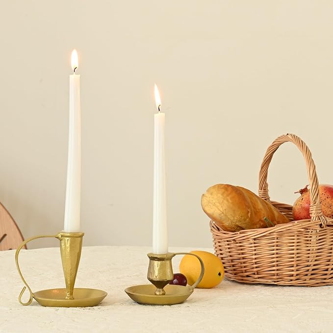 Set of 2 Vintage Candle Holders, Gold Candle Sticks Holder Decor, Modern Decorative Tapered Candl... | Amazon (US)