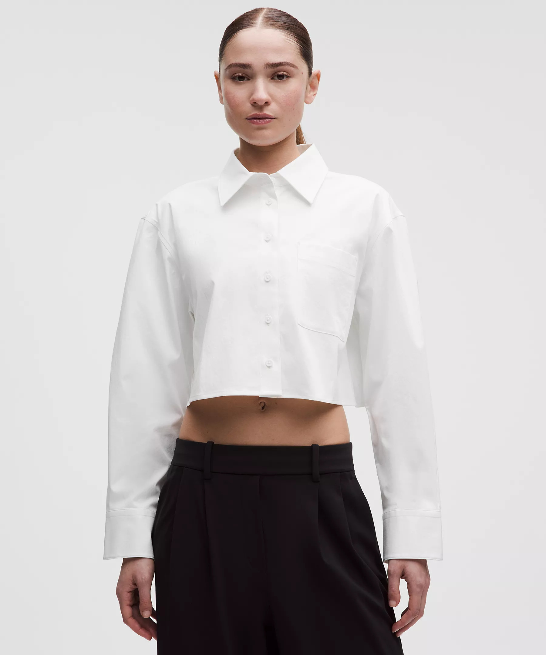 Woven Cropped Button-Up Long-Sleeve Shirt | Lululemon (US)