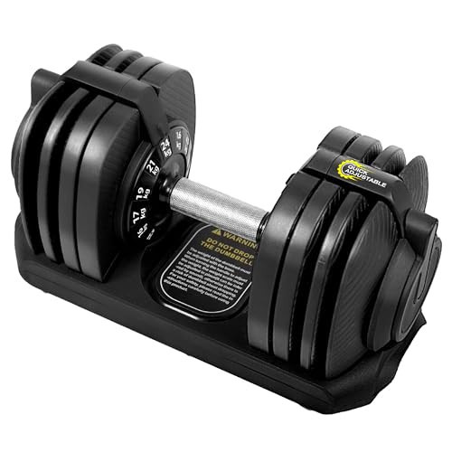BODYTECH 53LBS/24KG Quick Adjust Dumbbell - 1-Second Weight Change & Safety Lock | Sweat-Proof Metal Grip | Space Saving Home Gym Equipment | Amazon (US)