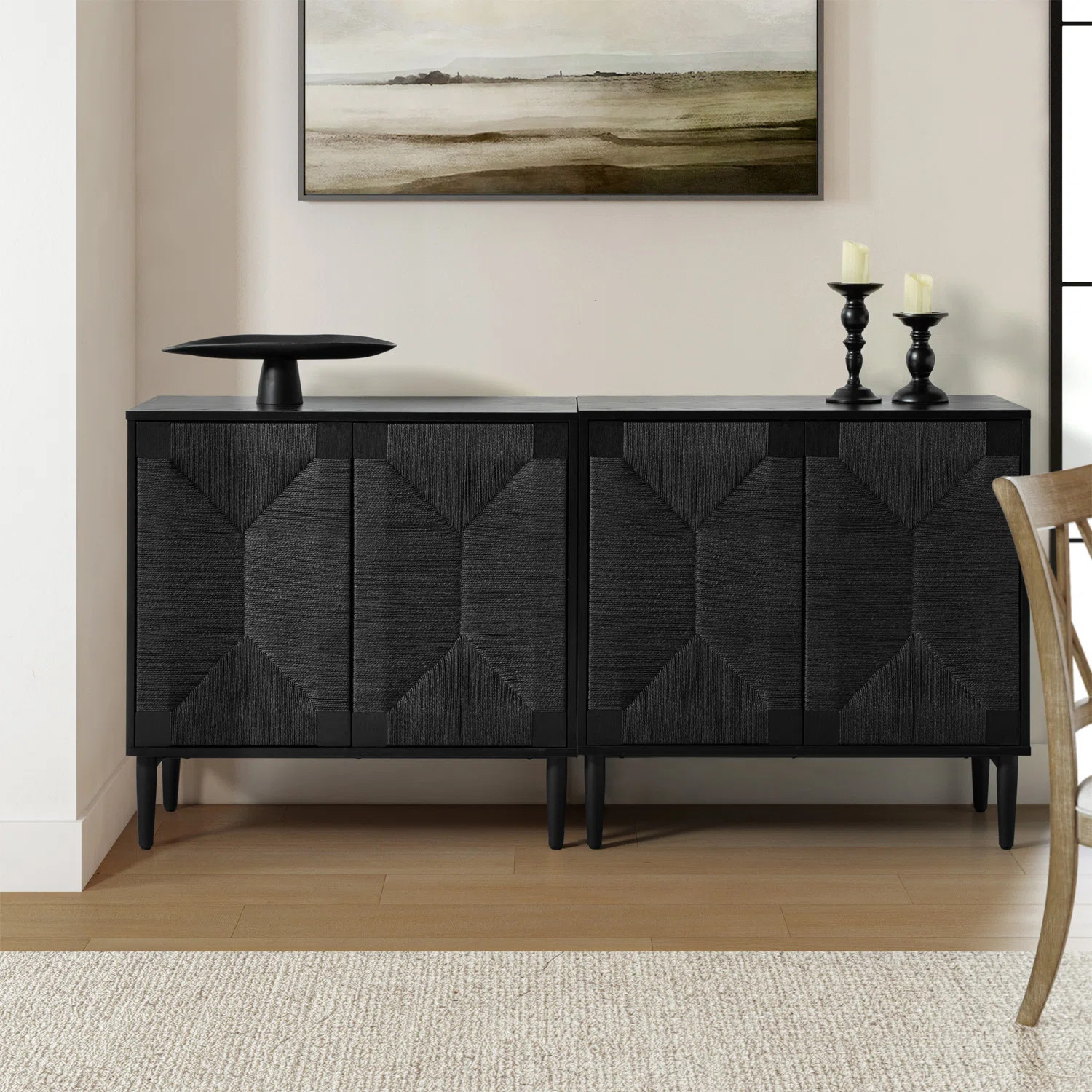 Carreiro 32"W Woven Transitional 2-Door Accent Cabinet (Set of 2) | Wayfair North America
