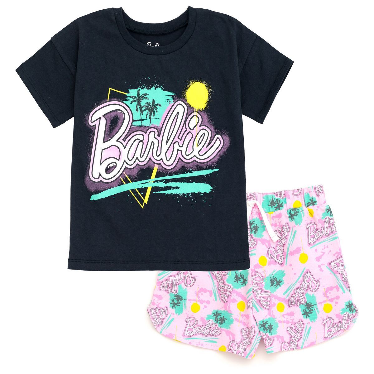Barbie Girls T-Shirt and French Terry Shorts Outfit Set Toddler to Big Kid | Target