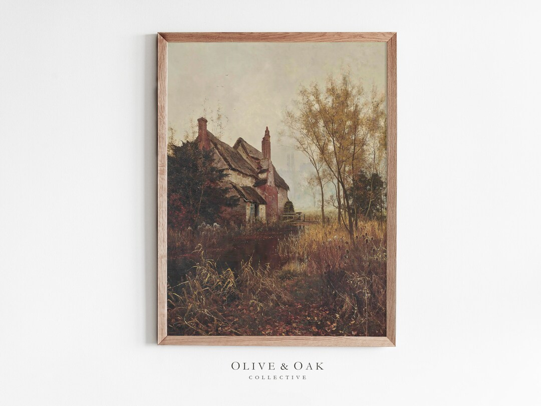 Autumn Landscape Painting / Fall Cottagecore Decor / Warm Tone Wall Art / Earth Tone Art Prints /... | Etsy (US)