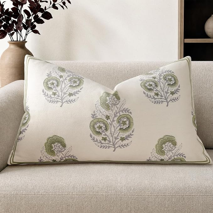 Vintage Floral 12x20 Lumbar Pillow Cover Pack of 1, Double-Sided Botanical Print Decorative Throw... | Amazon (US)