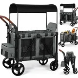 Vomeast Wagon Stroller for 2 Kids, 3-in-1 Outdoor Baby Stroller Wagon with Canopy, 5-Point Harnes... | Walmart (US)