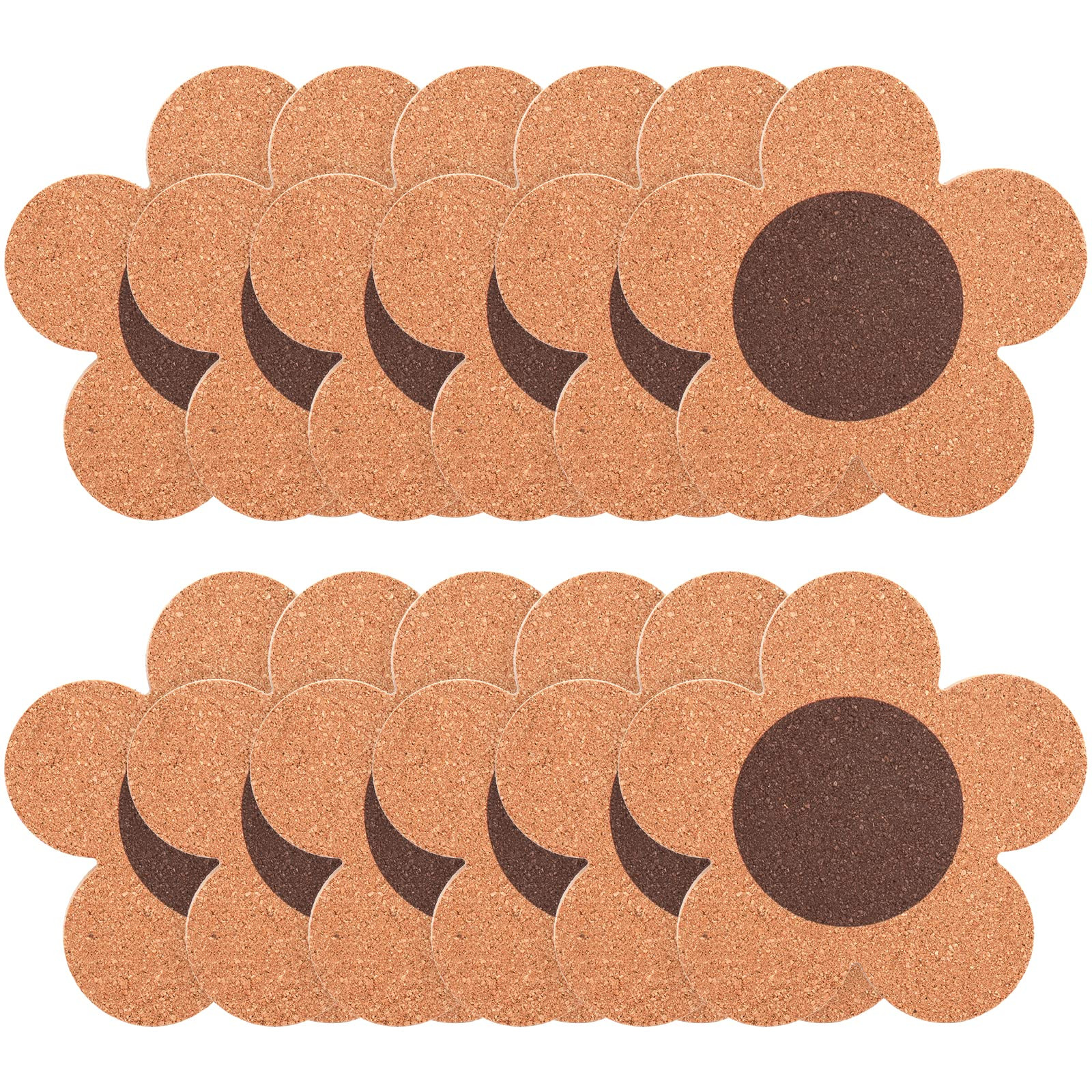 Fasmov 12 Pack 3/8" Thick Cork Coasters, 4 Inch Flower Shape Absorbent Natural Cup Coasters Heat ... | Amazon (US)