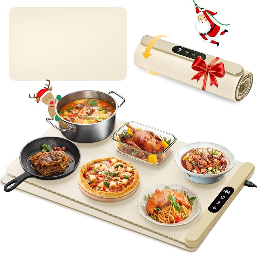 Food Warming Mat with Protective Table Mat, Graphene Fast Full-Surface Heating Mat, Electric Warm... | Amazon (US)