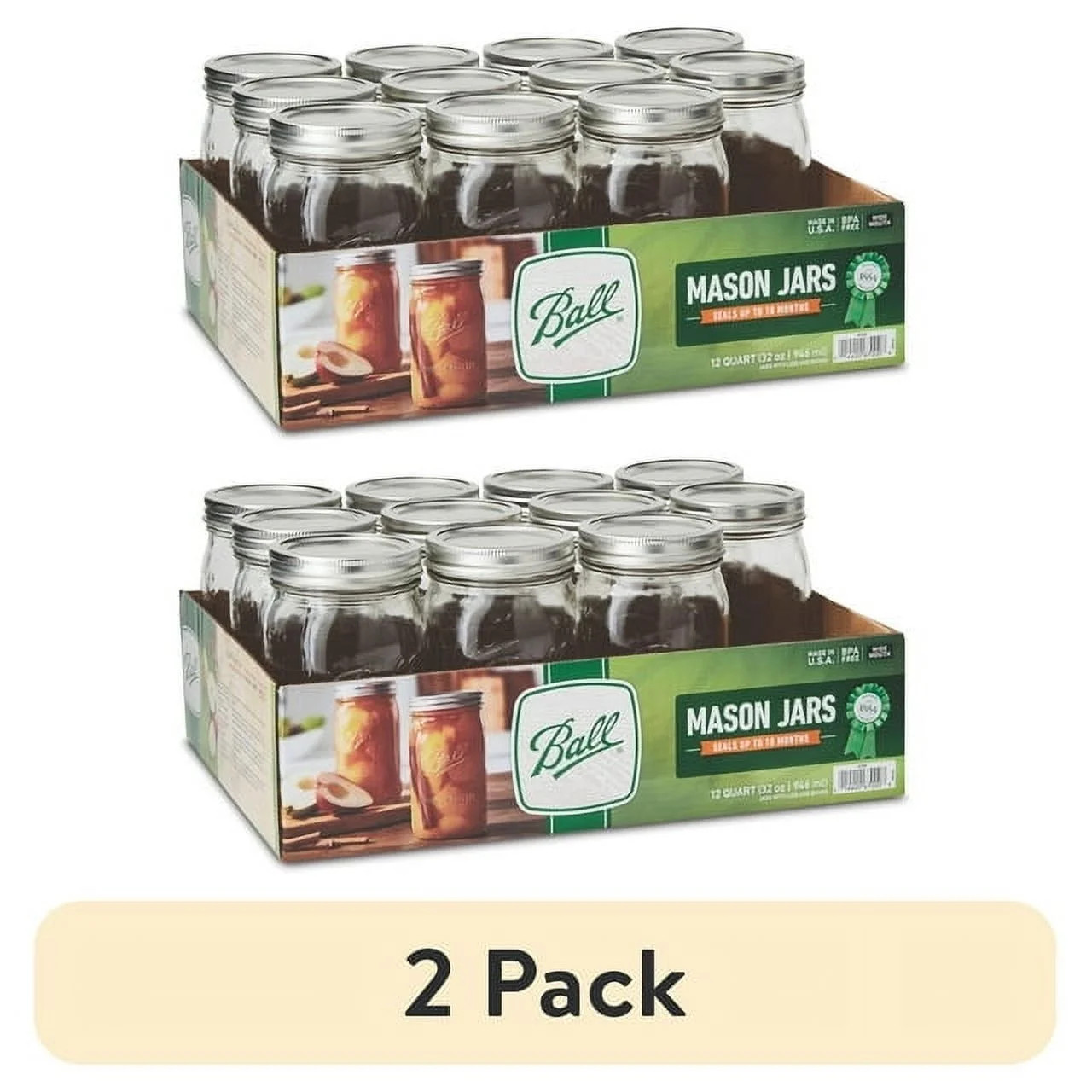 Ball 67000 Wide Mouth Mason Jars, Quart (32 Oz), Box of 12 (pack of 2) | Walmart (US)