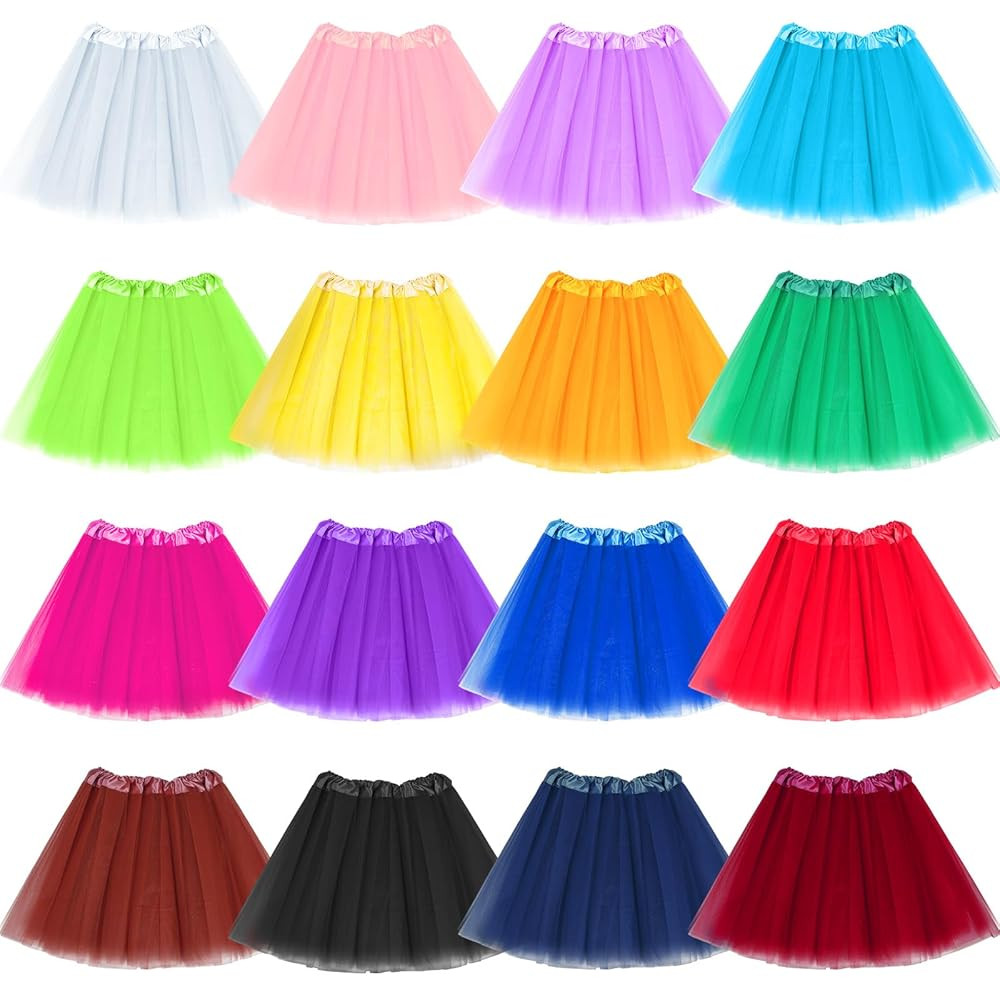 Handepo 16 Packs Halloween Tutu Skirts for Women 80's Adult Cosplay Tulle Tutu Skirts Classic Ela... | Amazon (US)