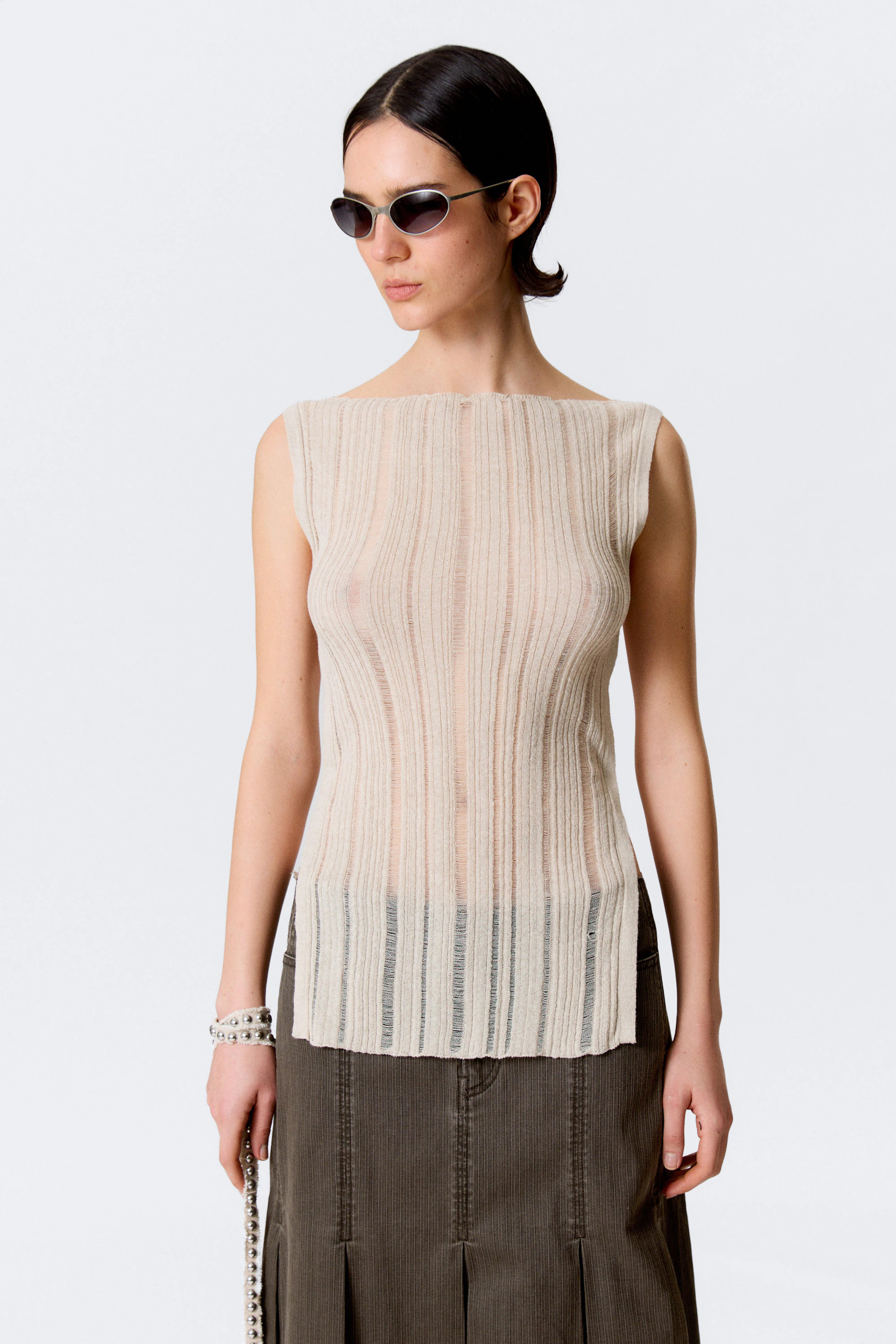 Knitted Boat-Neck Tank Top | Weekday