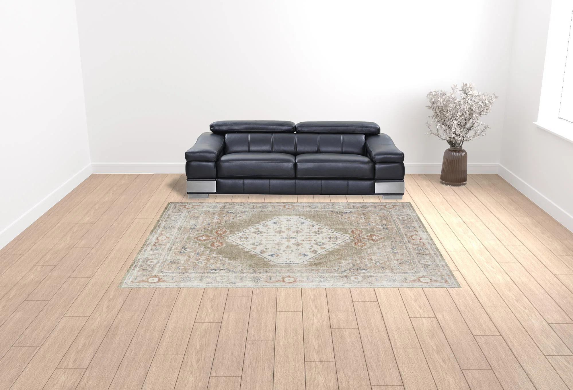 9' X 12' Khaki Oriental Power Loom Distressed Washable Area Rug | Wayfair North America