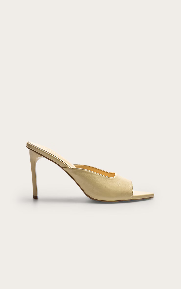 Butter Yellow PU  Pointed Open Toe Mule | Footwear | PrettyLittleThing UK
