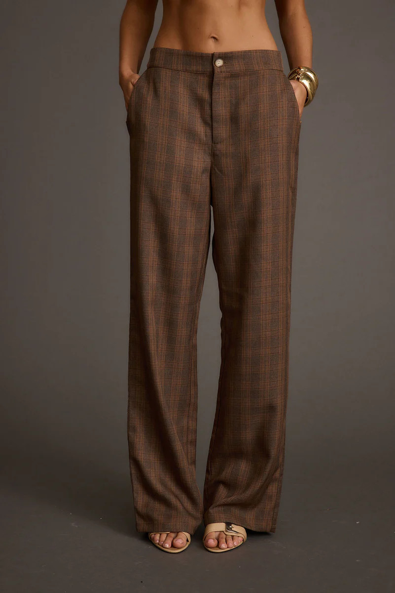Franklin Tan Checkered Pant | 12th Tribe