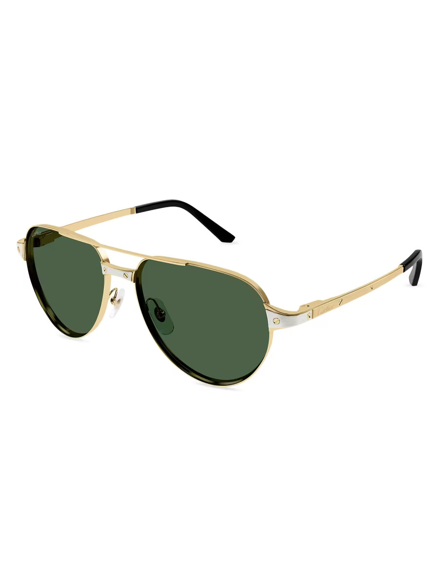 Cartier Santos Evolution 59MM Pilot Sunglasses | Saks Fifth Avenue
