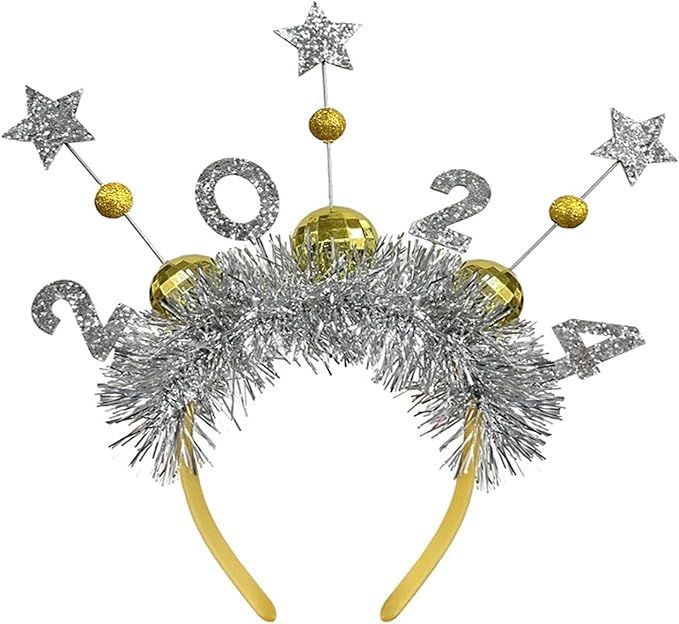 BinaryABC 2024 New Year Headband Tiara,New Years Star Boppers Headwear,New Years Eve Party Favors... | Amazon (US)