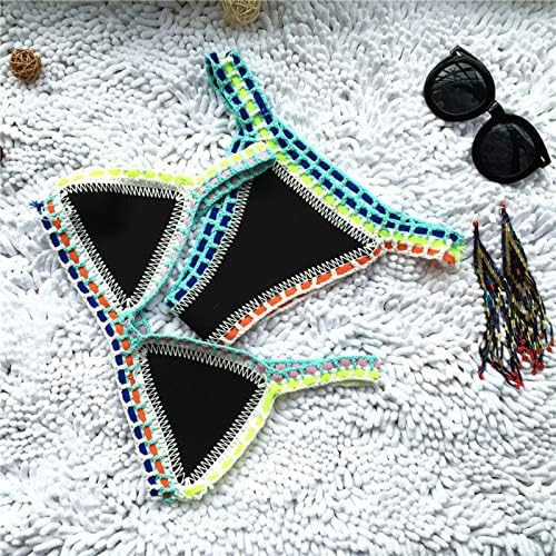 Aellinatey Women's Hand-Knitted Bikini Swimsuit Seashell Triangle Bralette Crochet Colorful Soft ... | Amazon (US)
