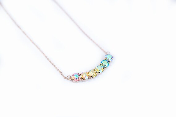 Pastel Rainbow 8mm Swarovski Necklace | Etsy | Etsy (US)