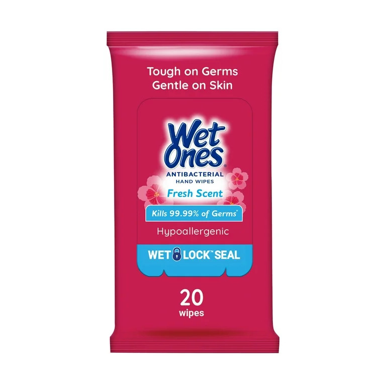 Wet Ones Antibacterial Hand Wipes, Fresh Scent, 20 Ct Travel Pack, Hypoallergenic | Walmart (US)