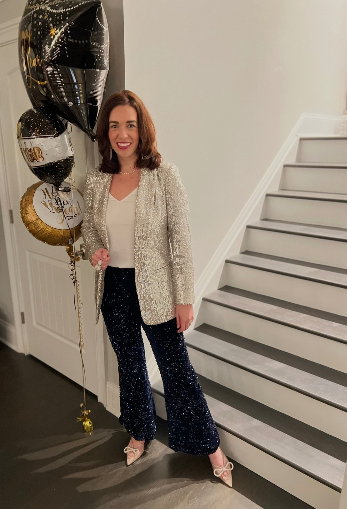 Sequin blazer (small). White tank (xs). Navy blue sequin pants (small). Bow clear heels (8.5). #blazer #sequinblazer #tank #whitetank #pants #sequinpants #navybluepants #heels #bowheels #clearheels #newyearseveoutfit
nye outfit
nye party
New Year’s Eve outfits 

#LTKSeasonal #LTKFindsUnder100