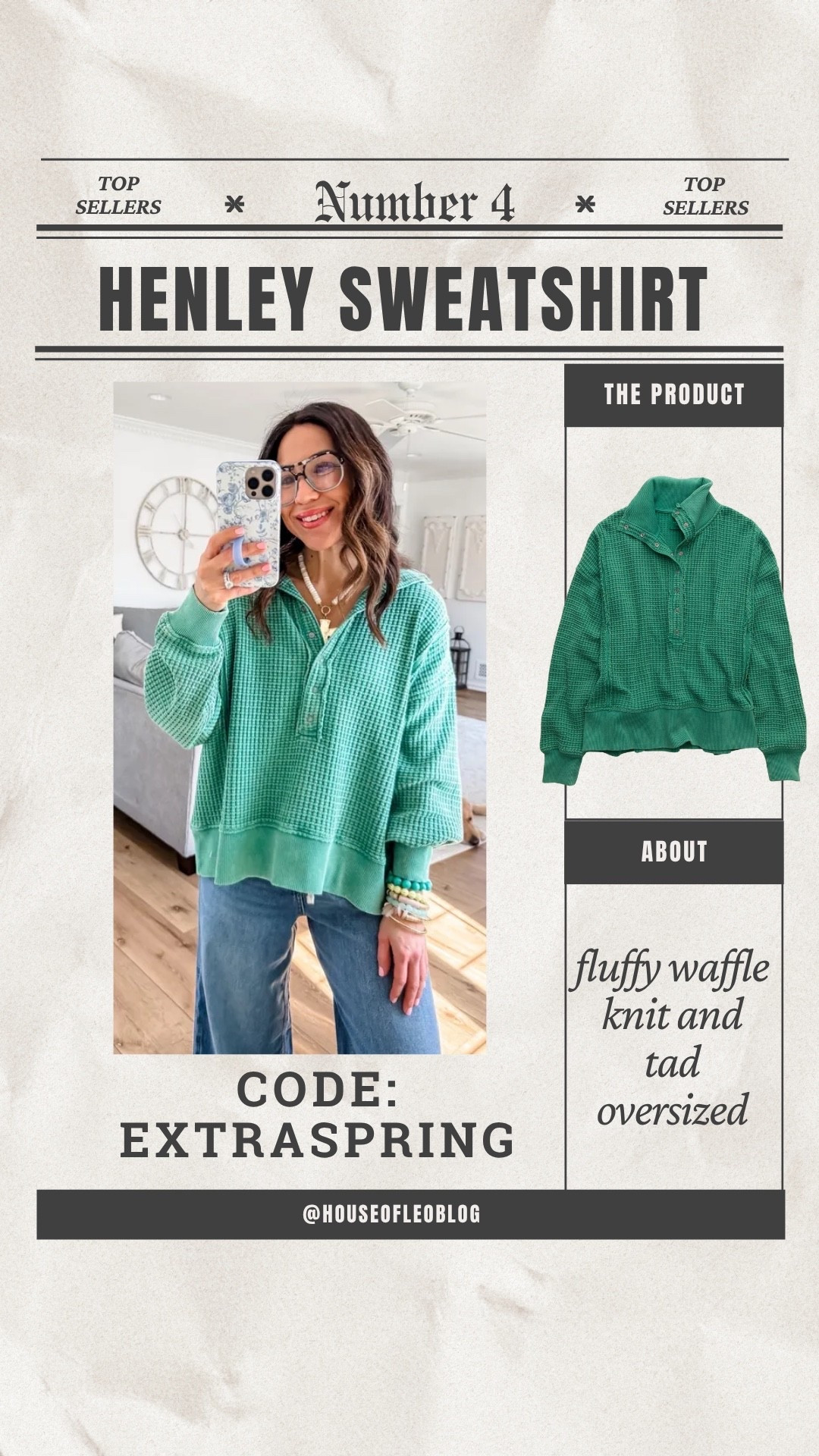 Code EXTRASPRING. Small Henley sweatshirt.

#LTKOver40 #LTKSaleAlert