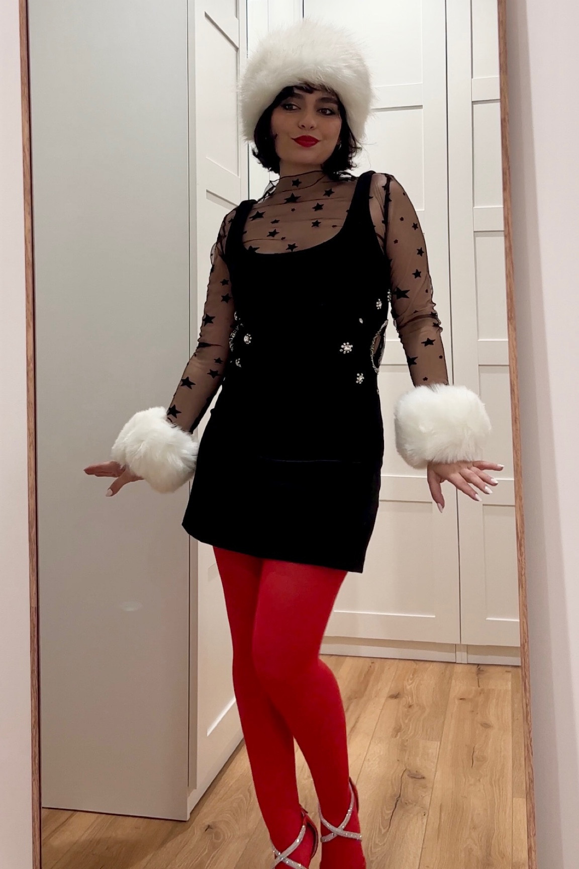 Affordable holiday accessories to spice up and style clothes you already own! I love this hat and the red tights, so fun and festive ❄️❤️ Holiday party outfit 

#LTKSeasonal #LTKGiftGuide #LTKHoliday