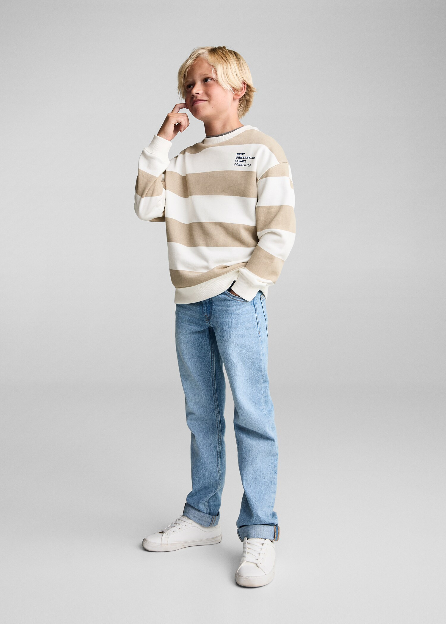 Gestreiftes Baumwoll-Sweatshirt - Kinder | MANGO Deutschland | MANGO (DE)