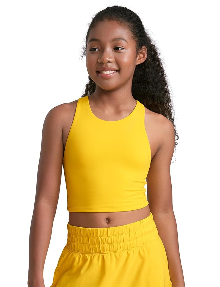CRZ YOGA Girls Butterluxe Double Lined Tank Tops High Neck Racerback Cropped Basic Sleeveless Dan... | Amazon (US)
