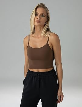 Colorfulkoala Women's Dreamlux Crop Tank Tops with Built in Bra Adjustable Spaghetti Strap Workou... | Amazon (US)