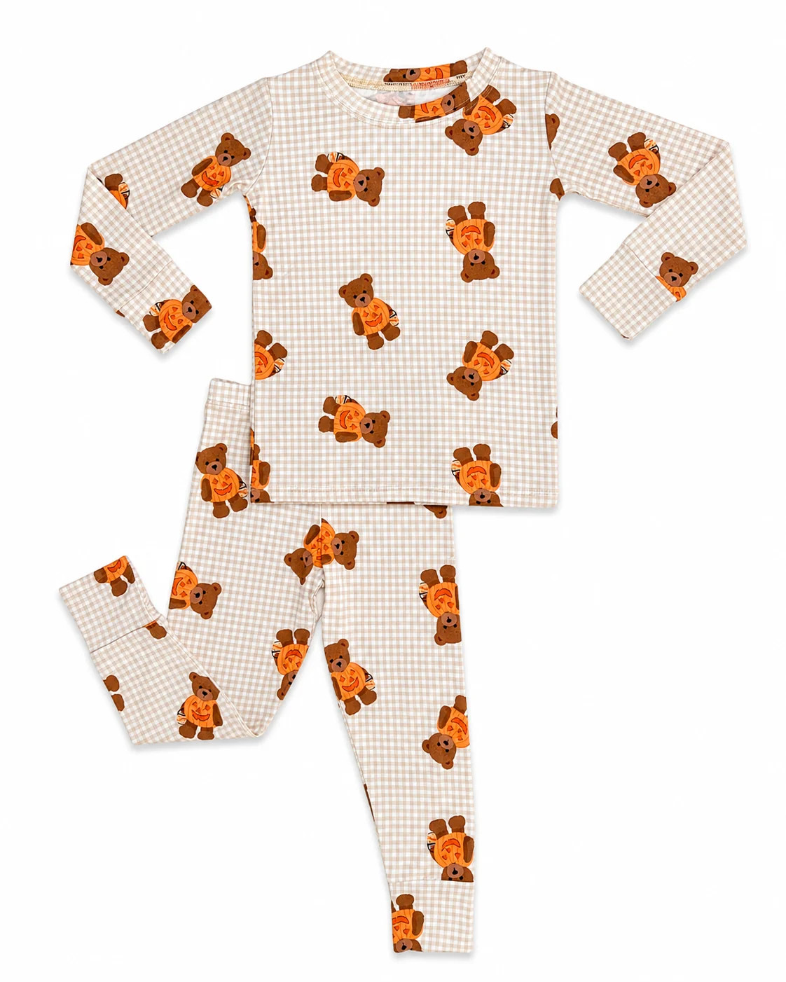 Gingham Little Boo Bear Two Piece Set | Bamboo Kids Pajamas | In My Jammers | In My Jammers
