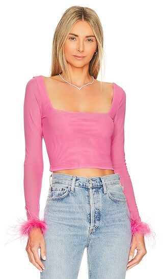 Sasha Feather Top in Hot Pink | Revolve Clothing (Global)