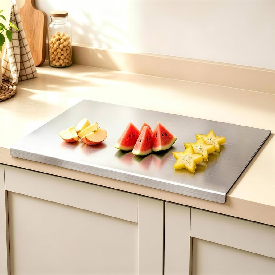 304 Stainless Steel Cutting Board for Kitchen，Dishwasher Safe Metal Chopping Board for Dough Kneading, Baking, Pastry, Noodle, Meat, Fruits and Vegetables (15.7''L x 11.8''W) | Amazon (US)