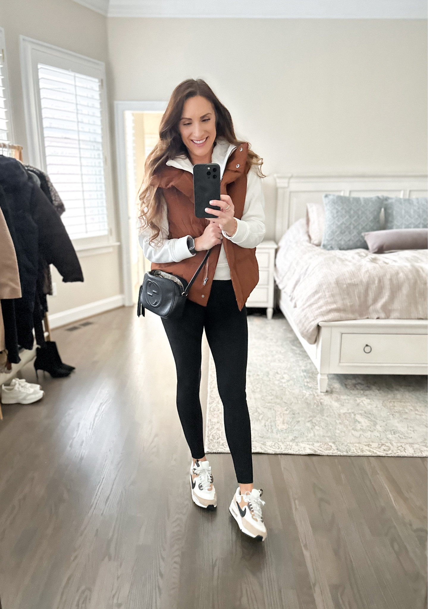 Love this warm brown vest paired with my new Nike kicks! 🤎🖤🤍

#LTKOver40 #LTKActive #LTKFitness