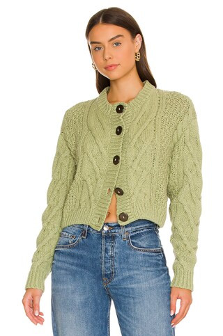 Free People Bonfire Cardigan in Emerald Moth from Revolve.com | Revolve Clothing (Global)