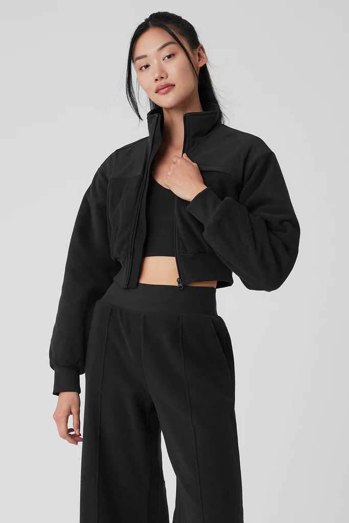 Polar Fleece Cropped Wintry Mix Jacket - Black | Alo Yoga (US)
