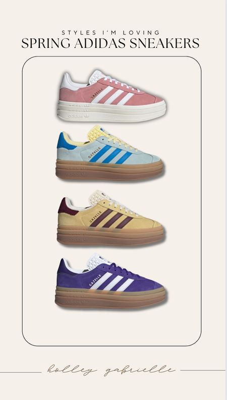 In stock & screaming SPRING — adidas gazelle platforms!✨🌺🌻 size DOWN in these a 1/2 size! I’m a neutral gal most days but love a pop of color!!!

Sneakers / spring casual / shoes / Holley Gabrielle / bright shoes

#LTKfindsunder100 #LTKSeasonal #LTKshoecrush