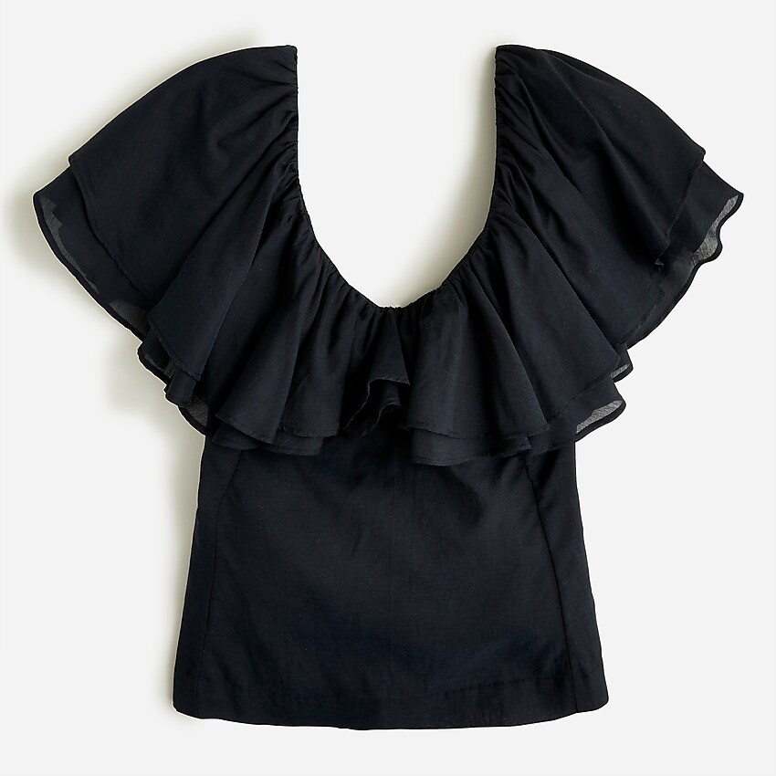 Double-ruffle cotton voile top | J. Crew US