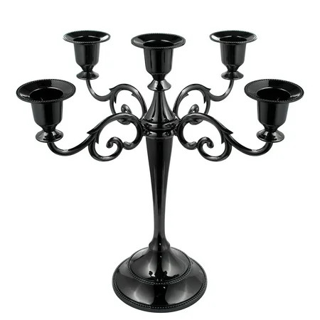 ZALAGA Black Metal Candelabra with 5 Arms Candlestick Gothic Candle Holders for Home Decor Wedding C | Walmart (US)
