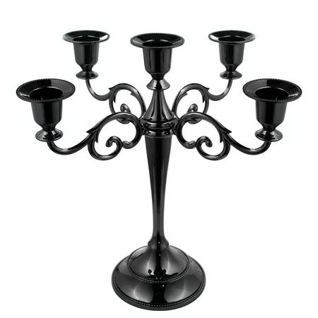 ZALAGA Black Metal Candelabra with 5 Arms Candlestick Gothic Candle Holders for Home Decor Wedding C | Walmart (US)