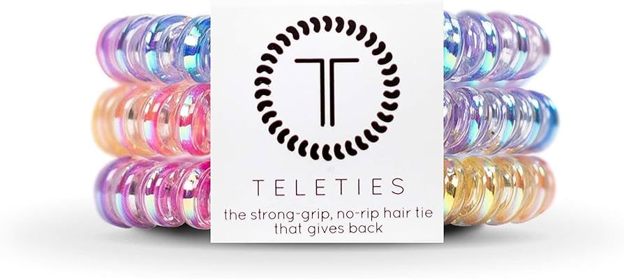 TELETIES - Spiral Hair Coils - Ponytail Holder Hair Ties for Women - Phone Cord Hair Ties - Stron... | Amazon (US)