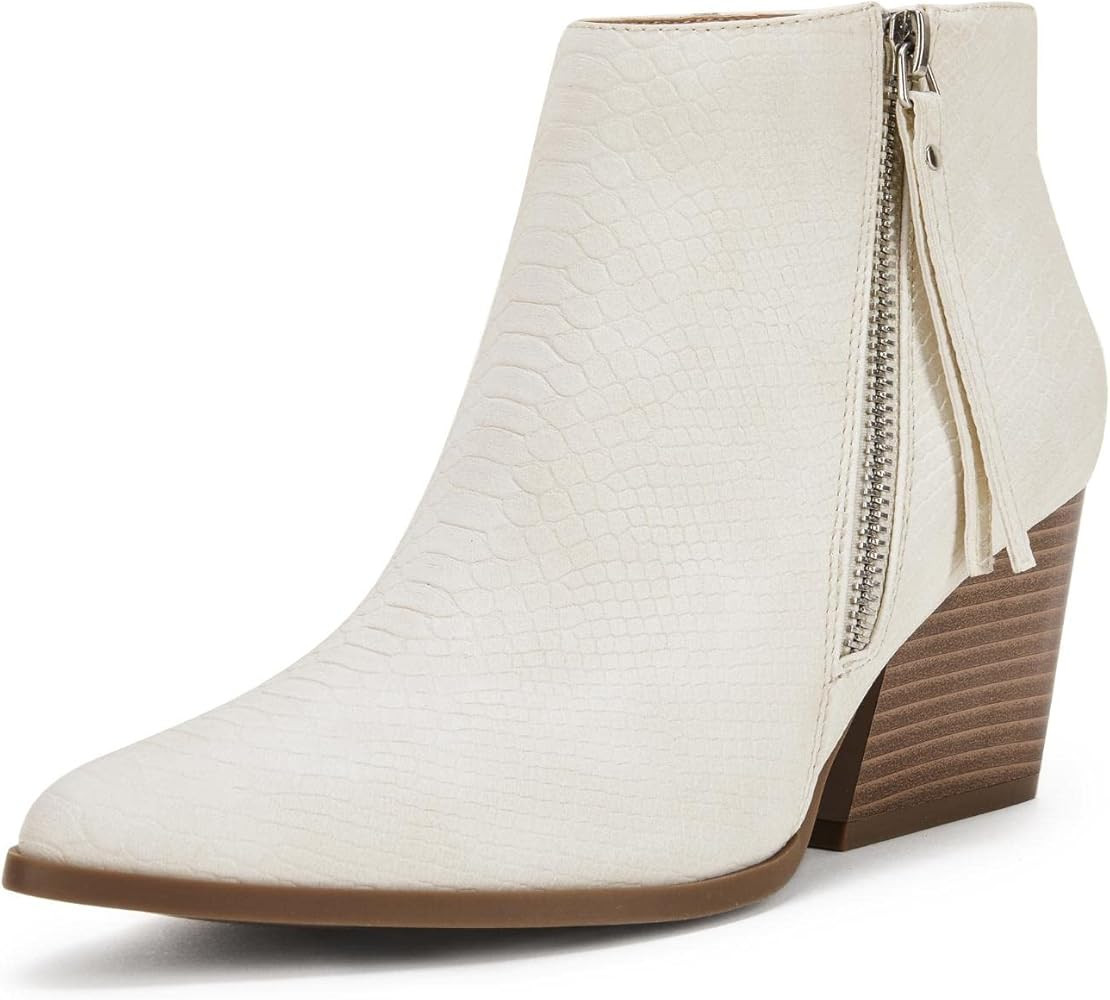 Liyuandian Womens Ankle Boots Chunky Mid Heel Pointed Toe Side Zipper Chelsea Booties | Amazon (US)