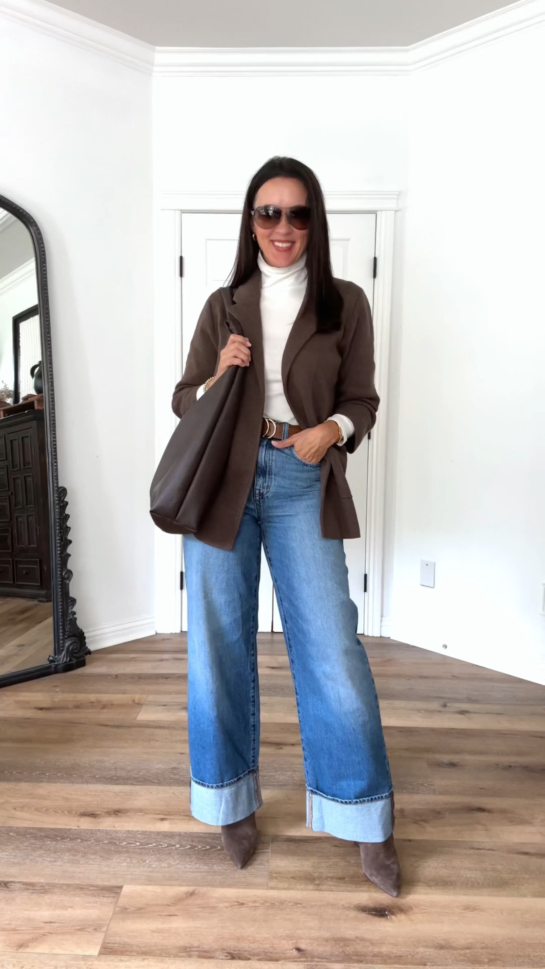 Sophisticated layering for fall with One Quince.

Sizing:
Knit blazer-One Quince, wearing medium, could do a small
Turtleneck-Target, wearing small
Cuffed jeans-Madewell, run TTS
Boots-run TTS

Fall outfit | casual outfit | elevated casual | wide leg jeans | knee high boots 



#LTKStyleTip #LTKOver40 #LTKFindsUnder100