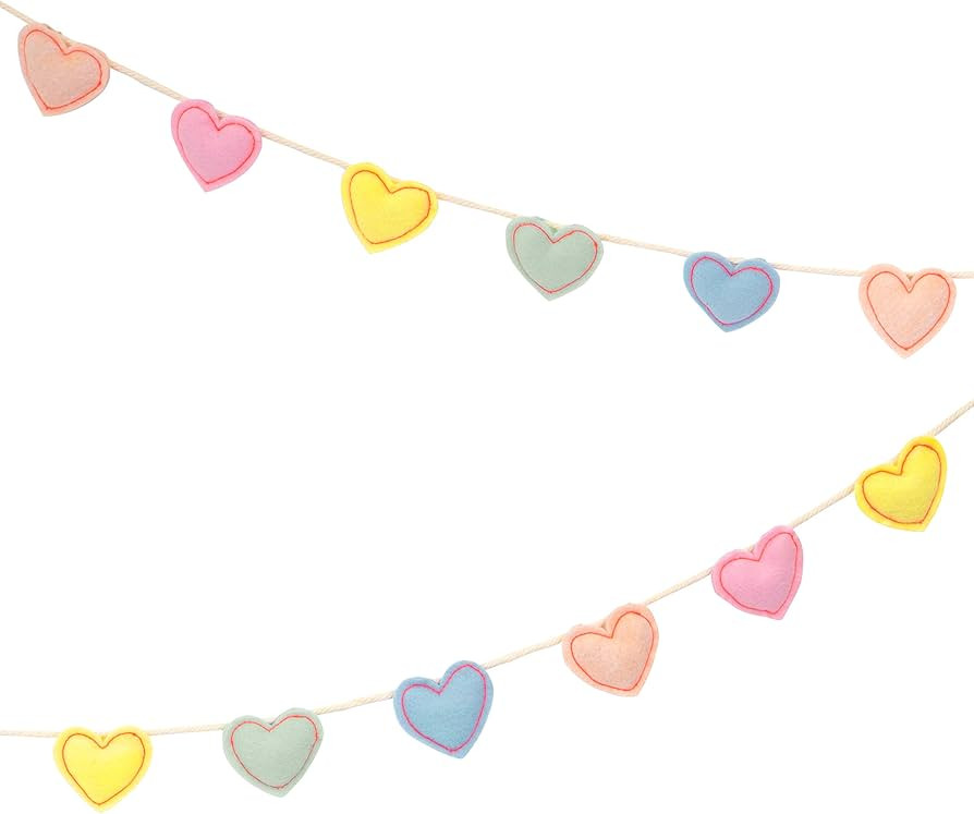 Meri Meri Felt Heart Party Banner (Pack of 1), 10' Party Garland Including Excess Cord | Amazon (US)